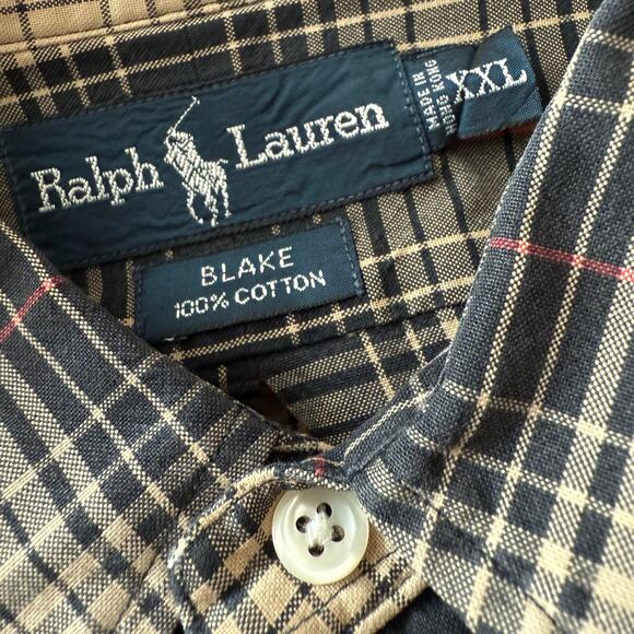 Ralph Lauren Blake button down plaid shirt long sleeve 100% cotton men’s XXL - Picture 3 of 8